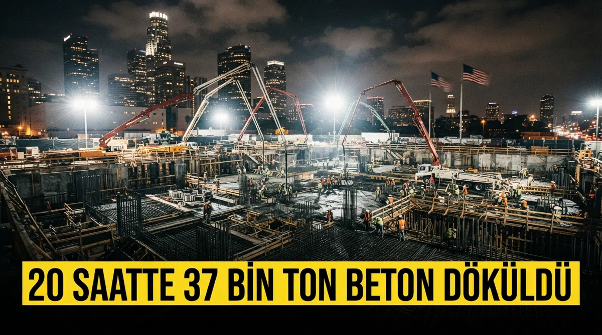 20 saatte 37 bin ton beton döküldü
