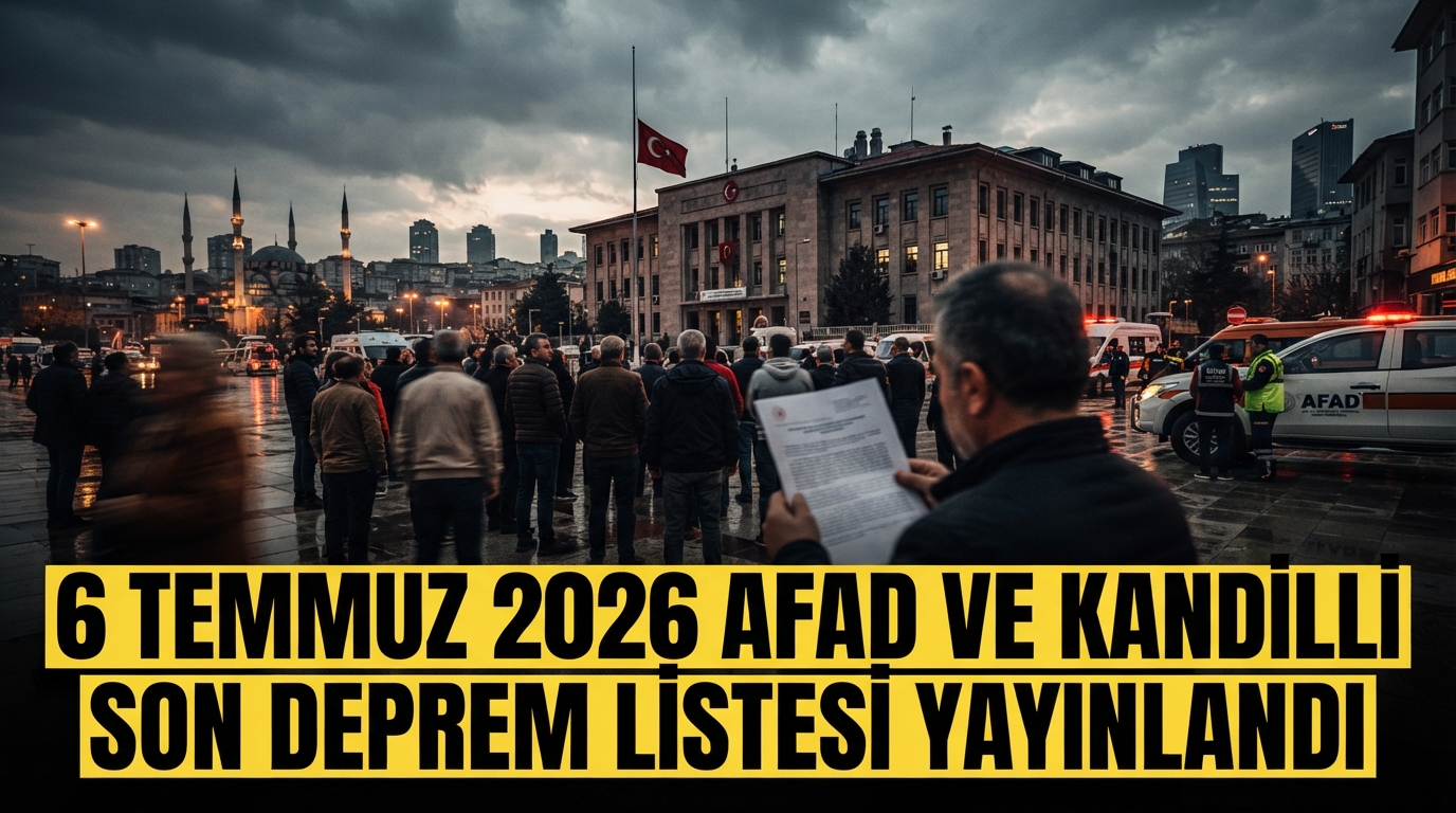 6 Temmuz 2026 AFAD ve Kandilli Son Deprem Listesi Yayınlandı