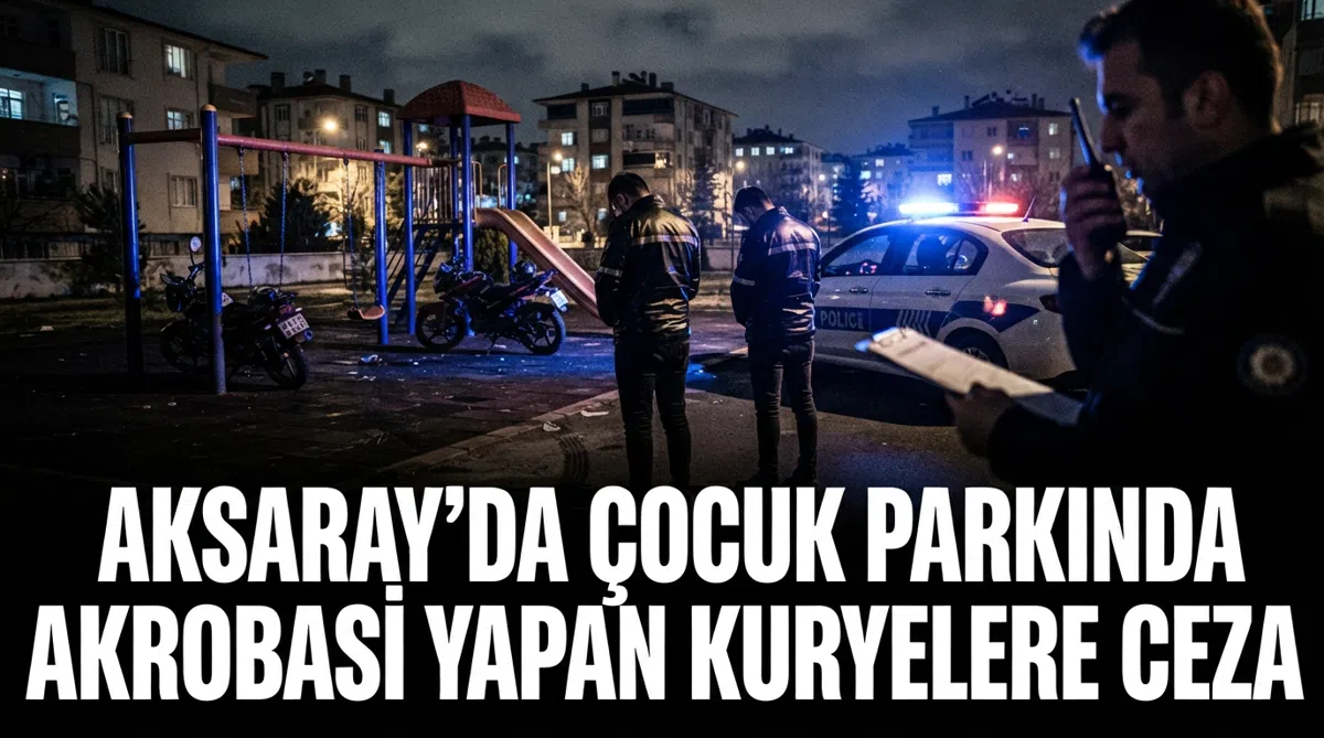 Aksaray'da çocuk parkında akrobasi yapan kuryelere ceza