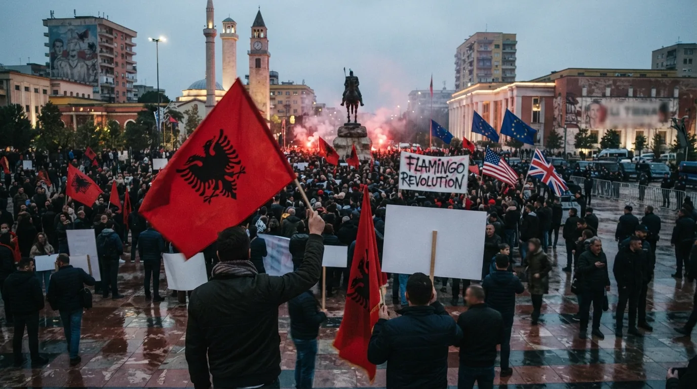Arnavutluk'taki 'Flamingo Devrimi' Protestoları Dünya Gündeminde