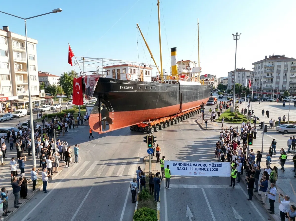 Bandırma Gemi Müzesi Karadan Taşınarak Yeni Yerine Ulaştı