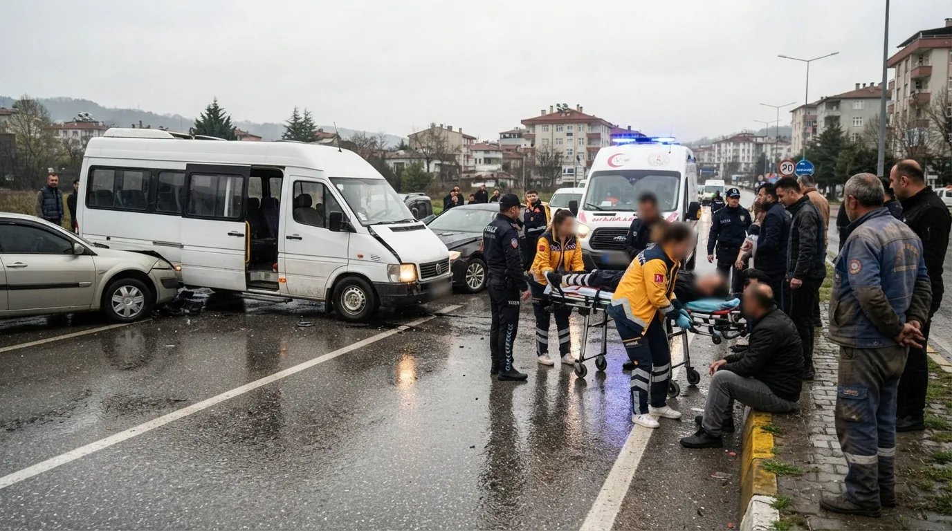 Bartın'da Tekstil İşçilerini Taşıyan Servis Minibüsü Kaza Yaptı: 3 Yaralı