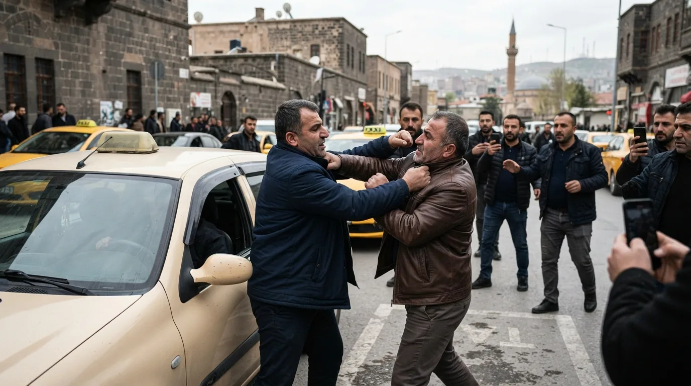 Diyarbakır'da Durak Kavgası: İki Taksici Tekme Tokat Birbirine Girdi