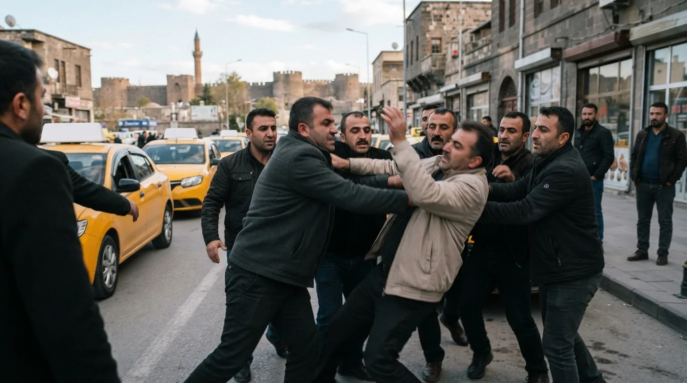 Diyarbakır'da Taksiciler Arasında Durak Kavgası: Tekmeler Havada Uçuştu