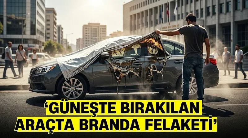 Güneşte bırakılan araçta branda felaketi