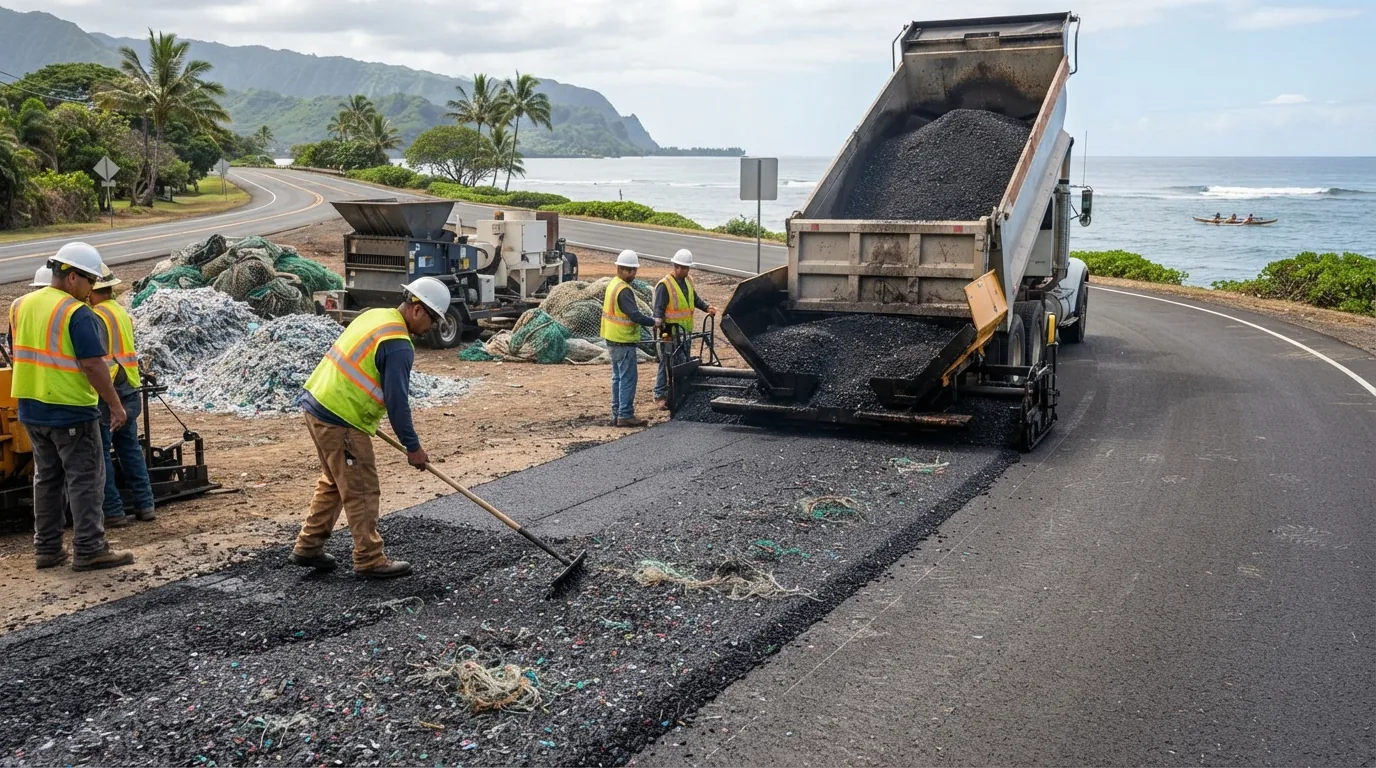Hawaii'de Okyanus Atıkları ve Evsel Plastikler Asfalt Yapımında Kullanılıyor