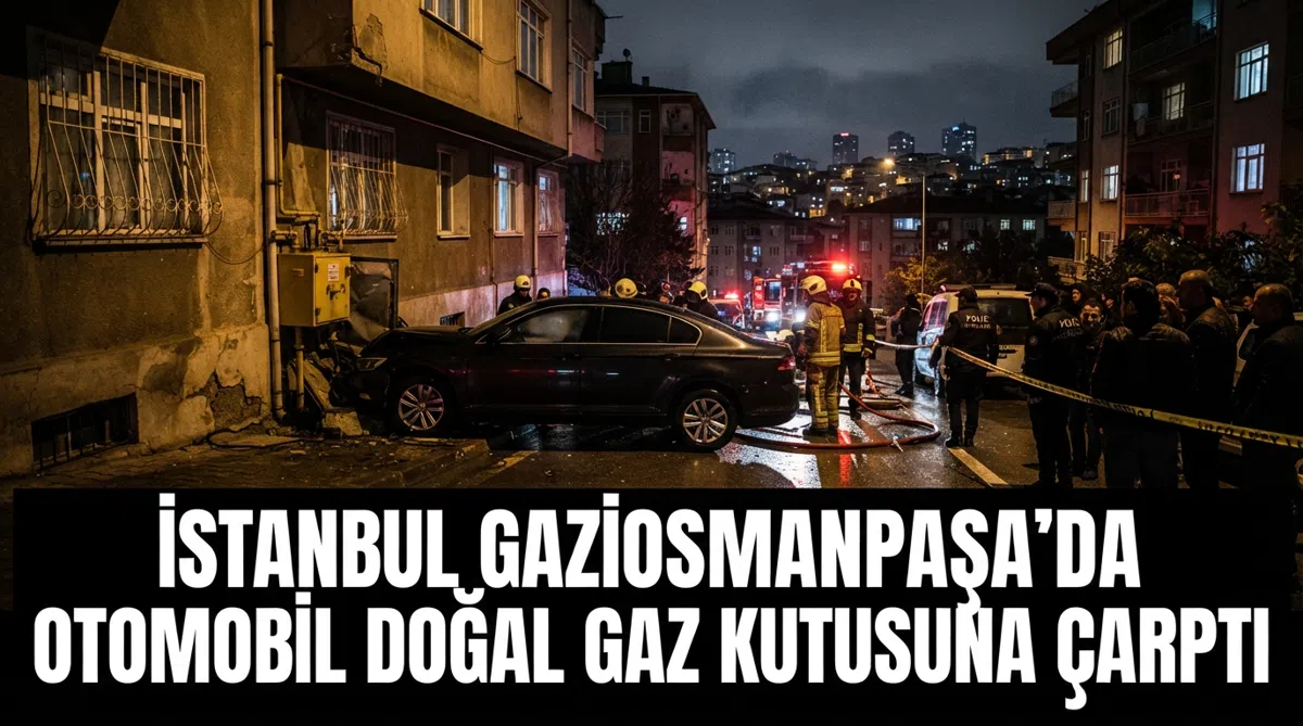 İstanbul Gaziosmanpaşa'da Otomobil Doğal Gaz Kutusuna Çarptı