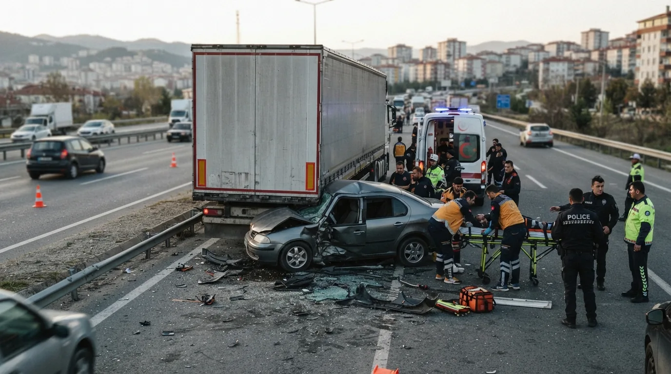 Karabük'te Tıra Çarpan Otomobilde Can Pazarı: 1 Ölü, 6'sı Çocuk 8 Yaralı