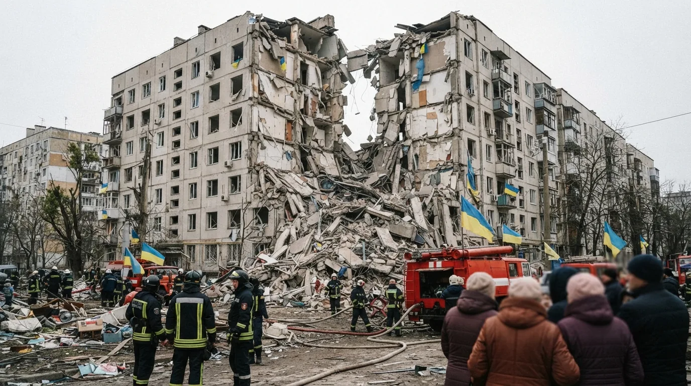Kiev'de Rus Saldırısı: Dokuz Katlı Apartman Harabeye Döndü