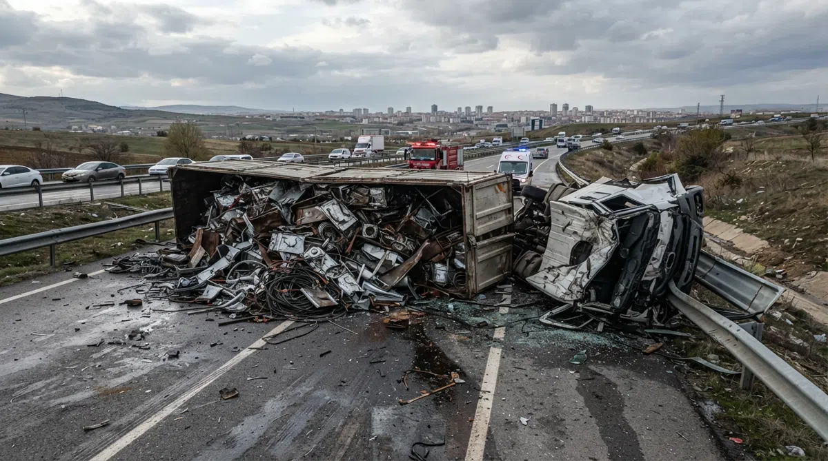 Kırıkkale'de Hurda Yüklü TIR Devrildi: Şoför Yaralandı