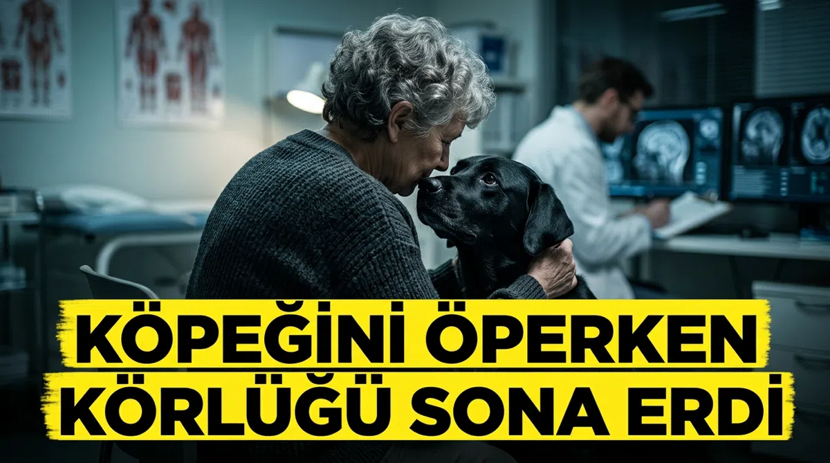 Köpeğini öperken körlüğü sona erdi