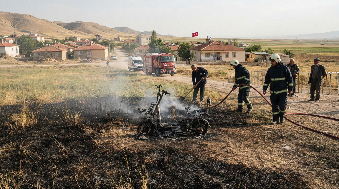 Kulu'da Peş Peşe Yangınlar: Ot ve Elektrikli Motosiklet Yandı