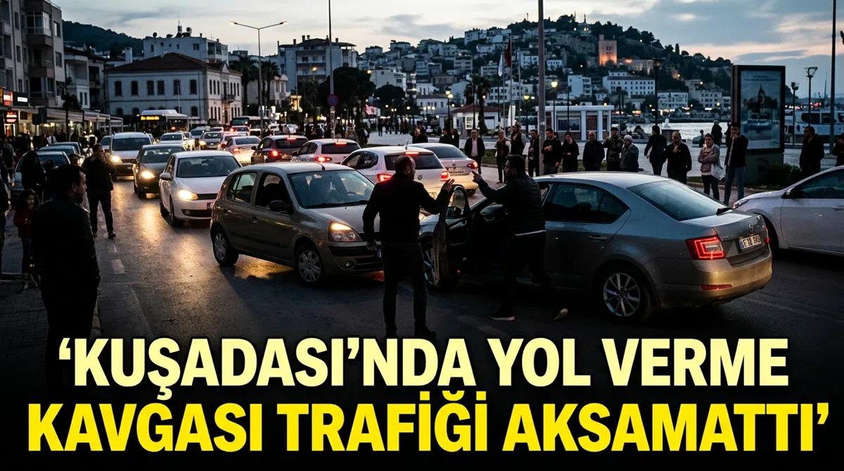 Kuşadası'nda yol verme kavgası trafiği aksamattı