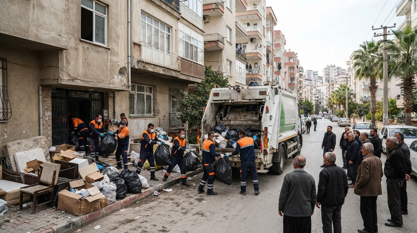 Mersin'de Koku Şikayeti Üzerine Girilen Evden Beş Kamyon Çöp Çıkarıldı
