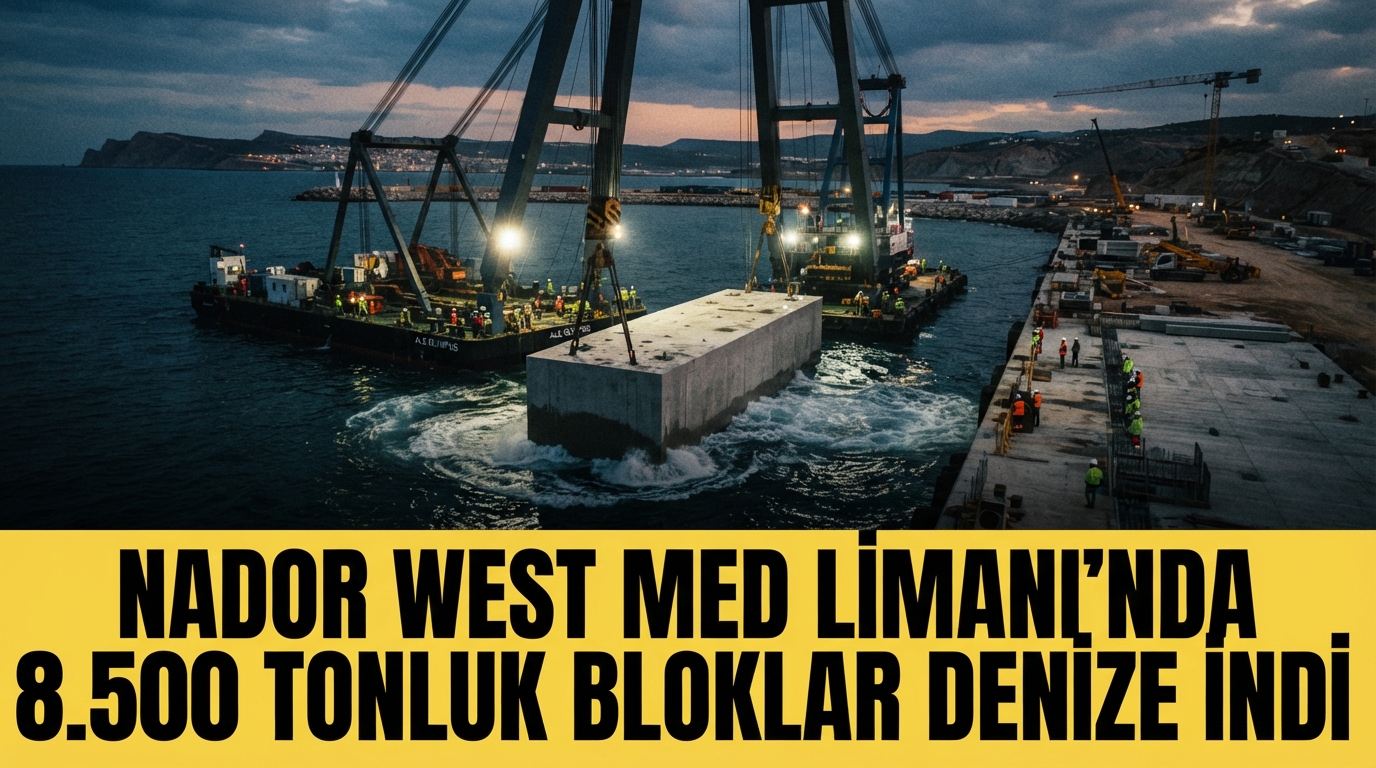 Nador West Med Limanı'nda 8.500 Tonluk Bloklar Denize İndi