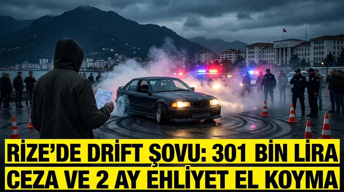 Rize'de drift şovu: 301 bin lira ceza ve 2 ay ehliyet el koyma