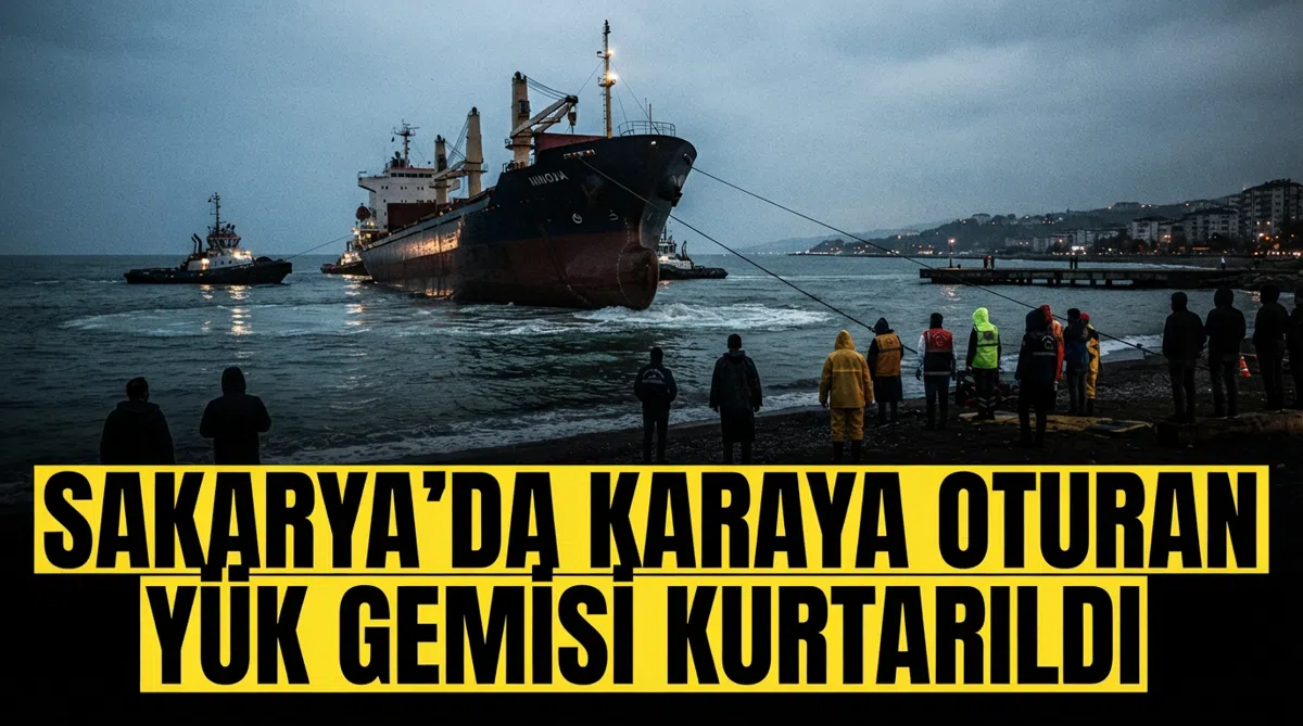 Sakarya'da karaya oturan yük gemisi kurtarıldı