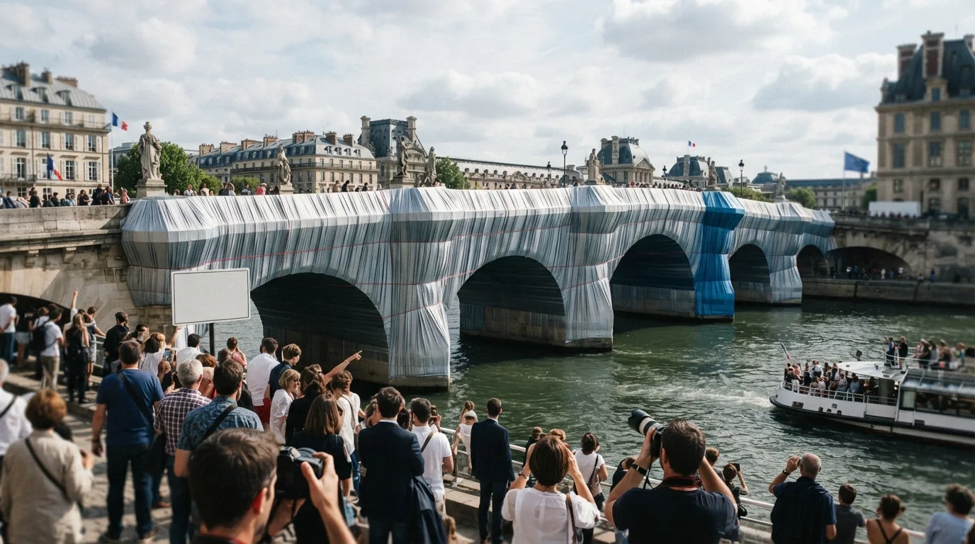 Sanatçı JR'dan Paris'in İkonik Köprüsüne Christo Anısına Yeni Görünüm