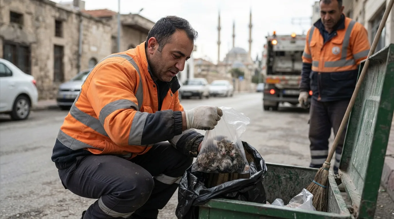 Tarsus'ta Çöpe Atılan 5 Yavru Kedi Temizlik Görevlilerince Kurtarıldı