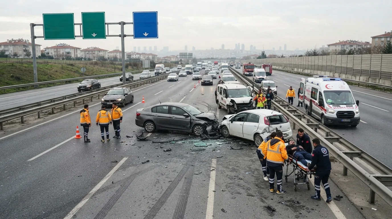 TEM Otoyolu Silivri Mevkii'nde Zincirleme Kaza: 5 Yaralı